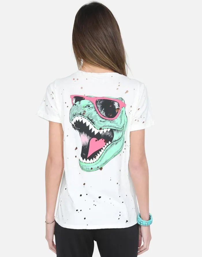 Women039s Limp Heart TRex White Lauren Moshi Short Sleeve