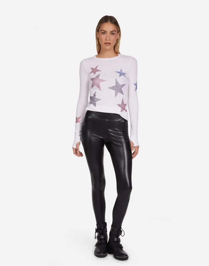 Women039s McKinley Color Crystal Multi Stars White Lauren Moshi Long Sleeve