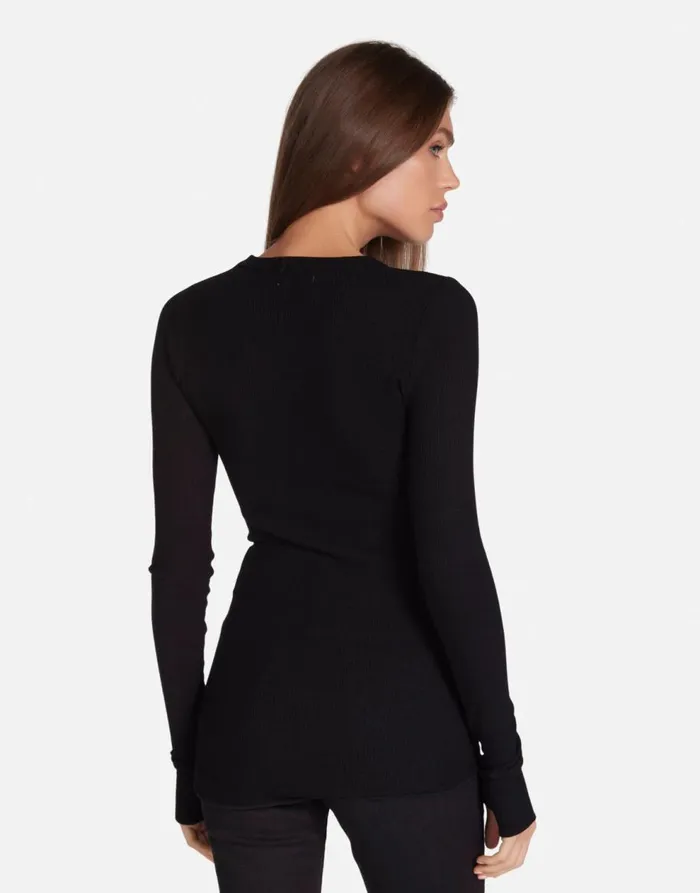 Women039s McKinley Crystal Kisses Black Lauren Moshi Long Sleeve