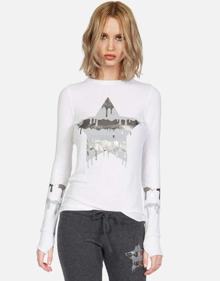 Women039s McKinley Dripping Star White Lauren Moshi Long Sleeve