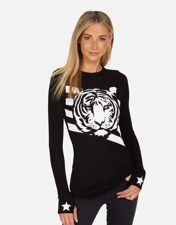 Women039s McKinley Tiger Stars U0026 Stripes Black Lauren Moshi Long Sleeve