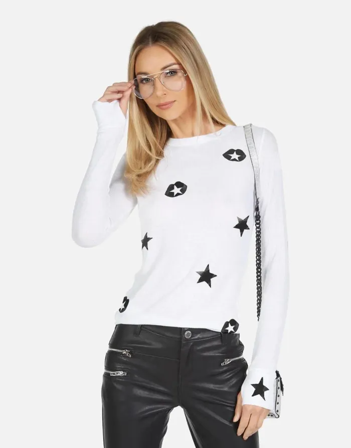 Women039s McKinley X Star Lip Elements White Lauren Moshi Long Sleeve