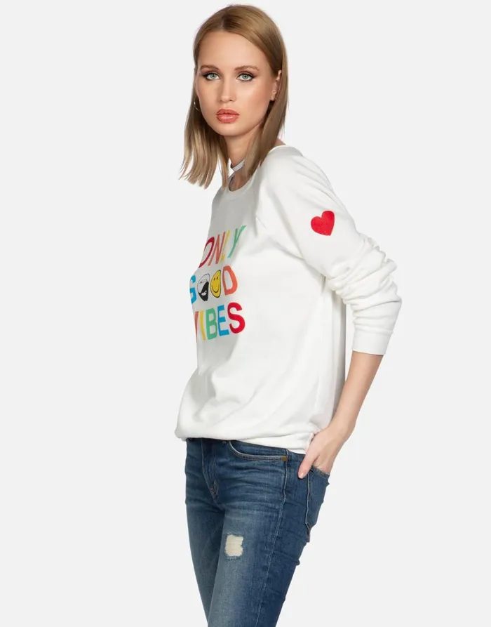 Women039s Noleta Only Good Vibes Milk Lauren Moshi Long Sleeve