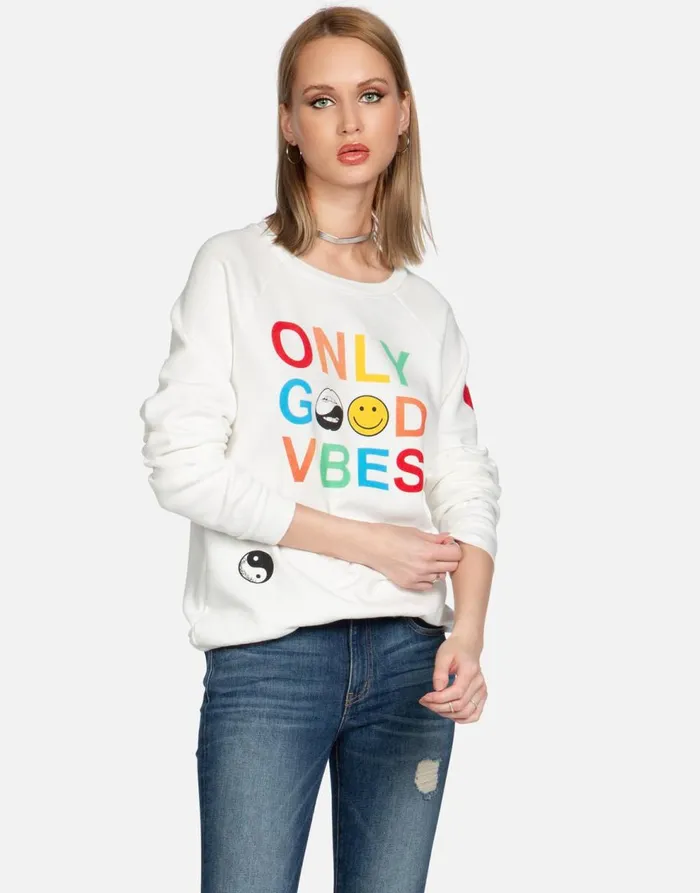 Women039s Noleta Only Good Vibes Milk Lauren Moshi Long Sleeve