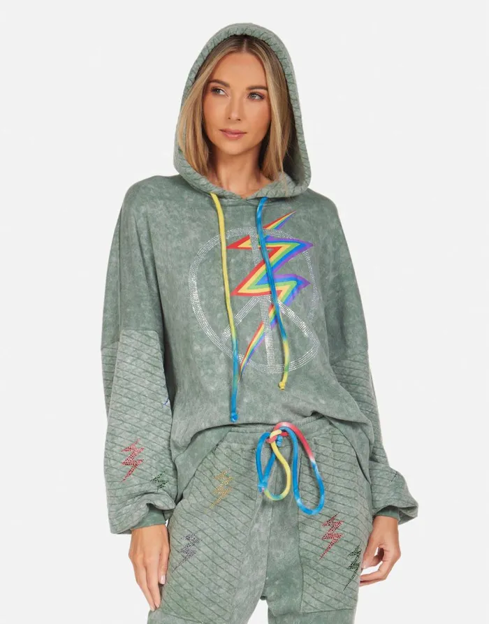 Women039s Serilda Crystal Lightning Peace Military Mineral Primary Tie Dye Lauren Moshi Hoodies