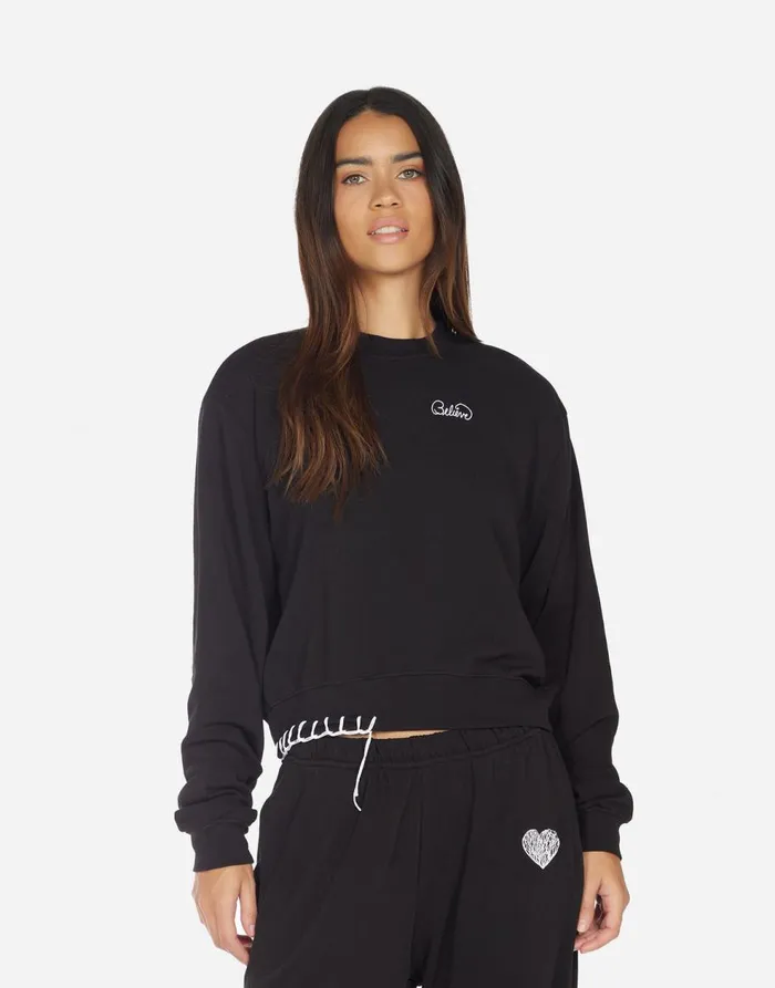 Women039s Spalding Positive Happyface Black Lauren Moshi Long Sleeve