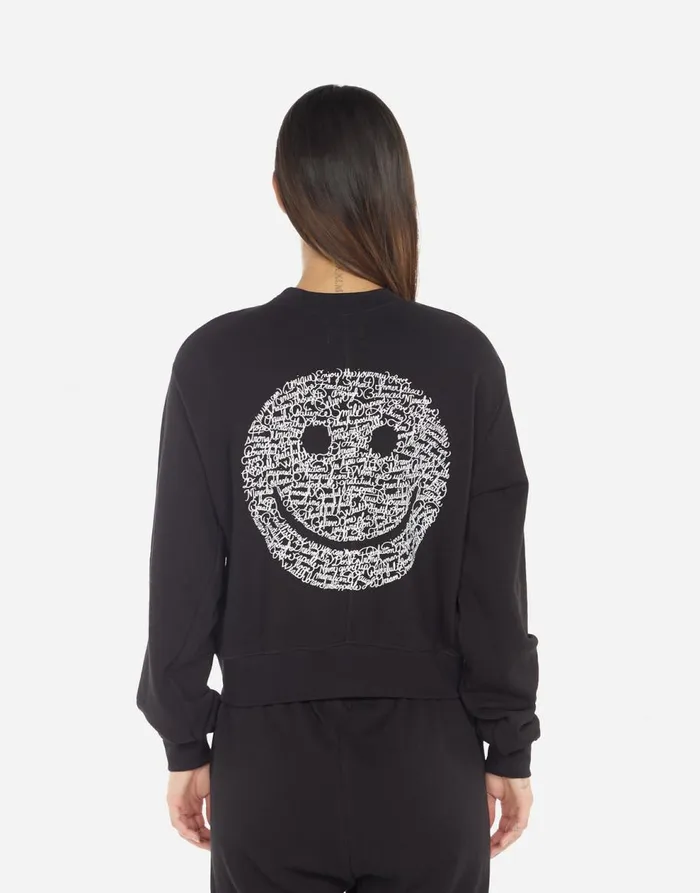 Women039s Spalding Positive Happyface Black Lauren Moshi Long Sleeve