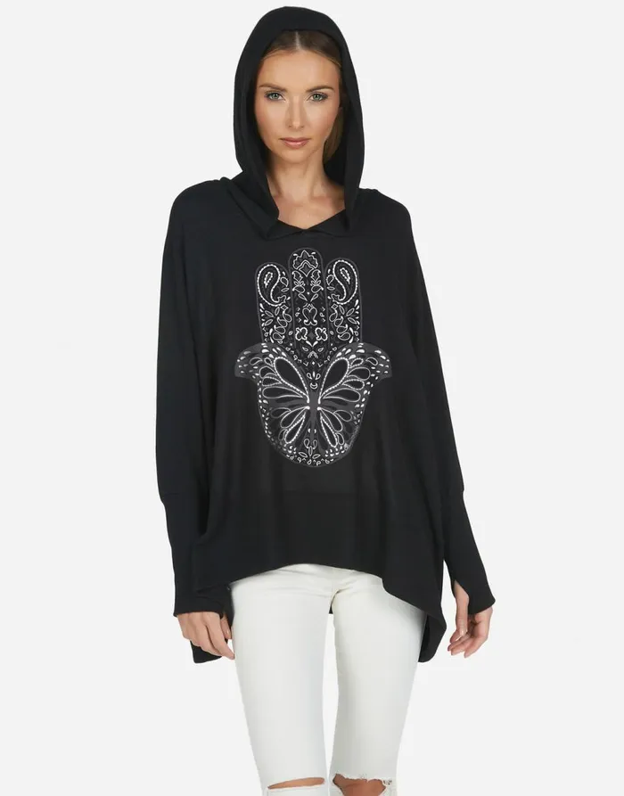 Women039s Wilma X Butterfly Hamsa Black Lauren Moshi Hoodies