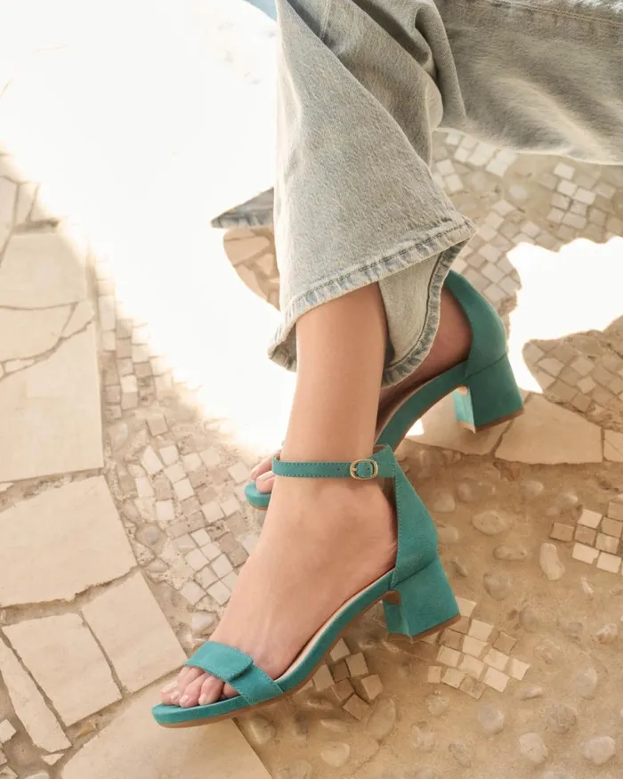 Women ABEO Footwear Sandals Avenue Strap Teal Suede Women ABEO Footwear Sandals Avenue Strap Teal Suede