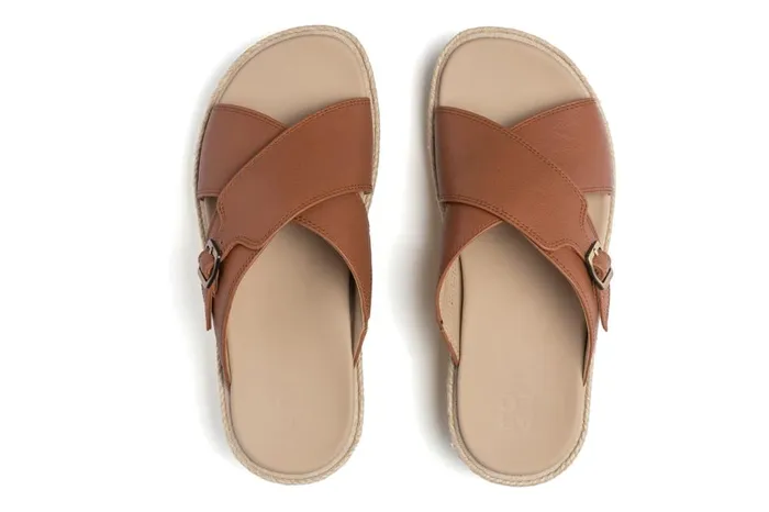 Women ABEO Footwear Sandals Solstice Cross Slide Dark Tan Women ABEO Footwear Sandals Solstice Cross Slide Dark Tan