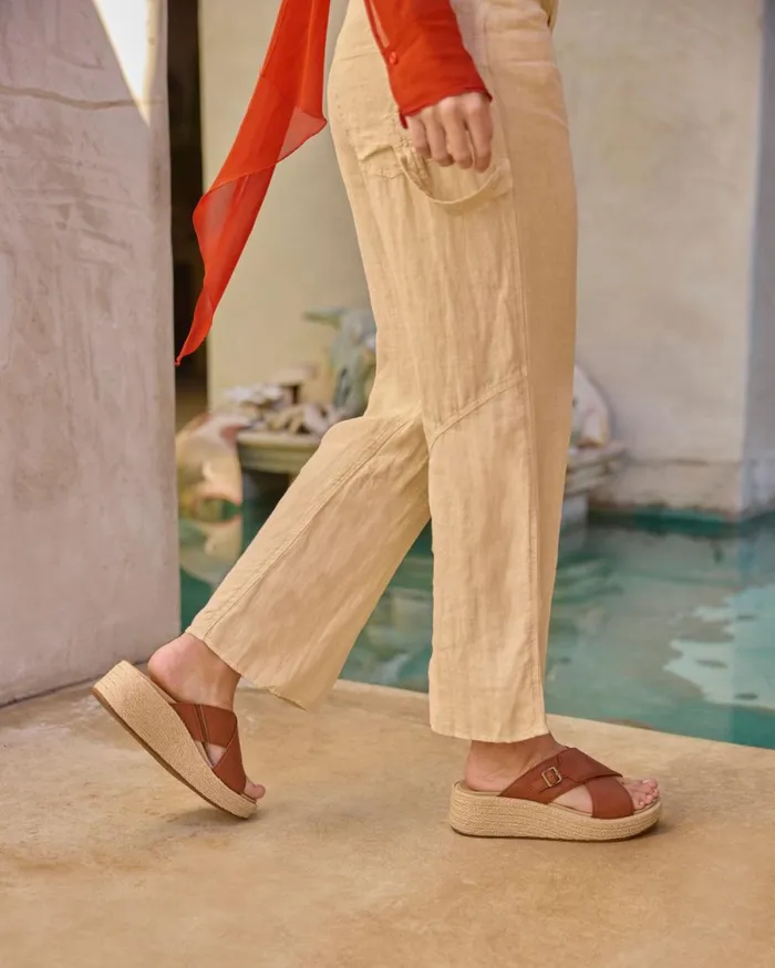 Women ABEO Footwear Sandals Solstice Cross Slide Dark Tan Women ABEO Footwear Sandals Solstice Cross Slide Dark Tan