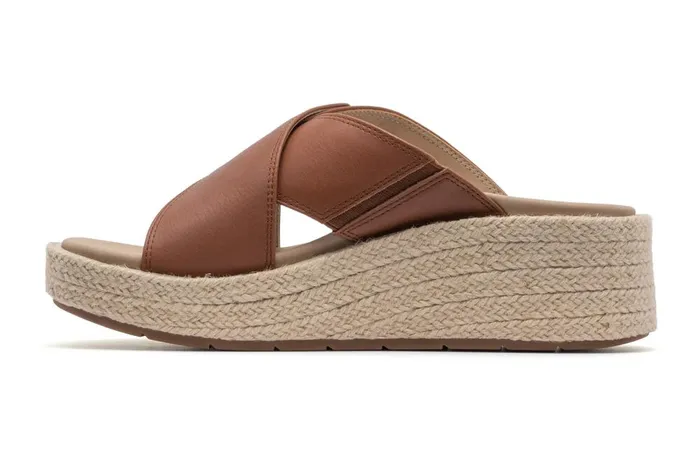 Women ABEO Footwear Sandals Solstice Cross Slide Dark Tan Women ABEO Footwear Sandals Solstice Cross Slide Dark Tan