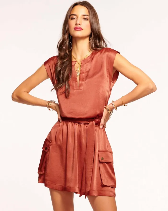 Women Addison VNeck Mini Dress Burnt Sienna Ramy Brook Dresses Women Addison VNeck Mini Dress Burnt Sienna Ramy Brook Dresses