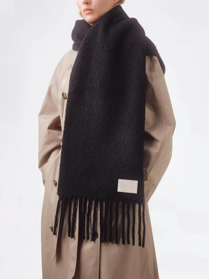 Women Aeyde BALE Black Alpaca Scarf Aeyde Scarves Women Aeyde BALE Black Alpaca Scarf Aeyde Scarves