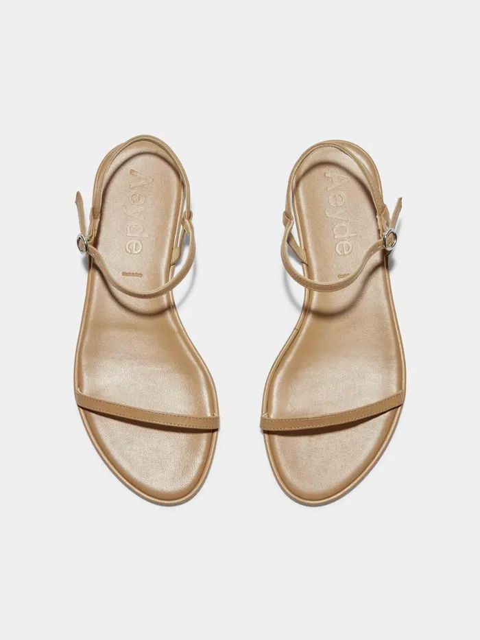 Women Aeyde NETTIE Hazelnut Nappa Flat Sandal Aeyde Flat Sandals