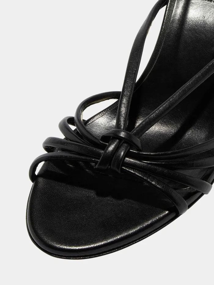 Women Aeyde OLGA Black Knotted Heeled Slide Aeyde Heeled Sandals Women Aeyde OLGA Black Knotted Heeled Slide Aeyde Heeled Sandals