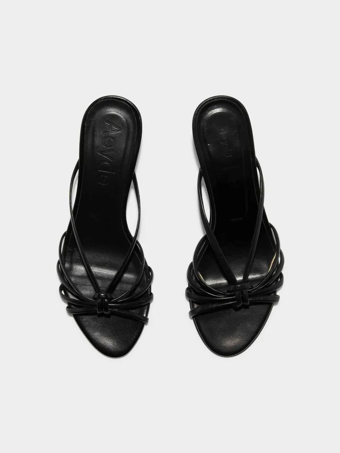 Women Aeyde OLGA Black Knotted Heeled Slide Aeyde Heeled Sandals Women Aeyde OLGA Black Knotted Heeled Slide Aeyde Heeled Sandals