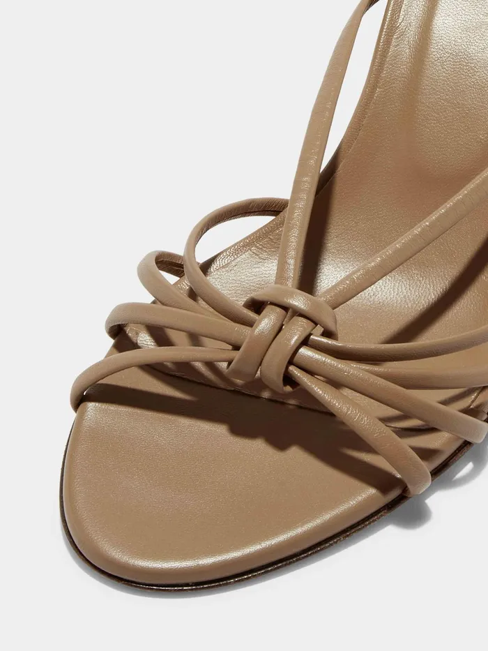 Women Aeyde OLGA Hazelnut Knotted Heeled Slide Aeyde Heeled Sandals Women Aeyde OLGA Hazelnut Knotted Heeled Slide Aeyde Heeled Sandals