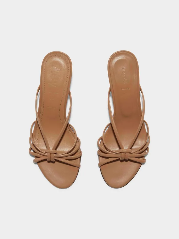Women Aeyde OLGA Hazelnut Knotted Heeled Slide Aeyde Heeled Sandals Women Aeyde OLGA Hazelnut Knotted Heeled Slide Aeyde Heeled Sandals