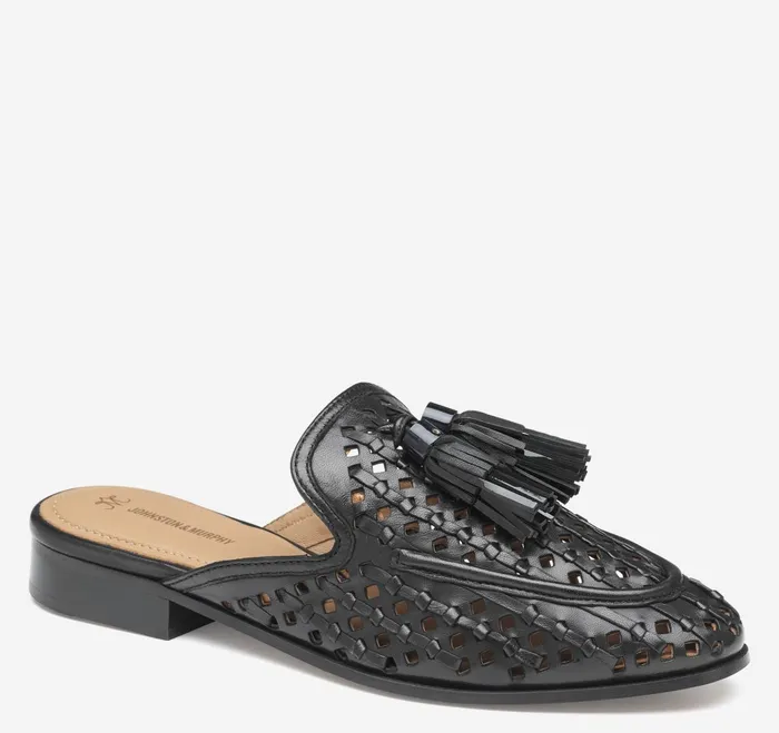 Women Ali Woven Tassel Mule Black Glove Leather JohnstonandMurphy Mules and Loafers Women Ali Woven Tassel Mule Black Glove Leather JohnstonandMurphy Mules and Loafers