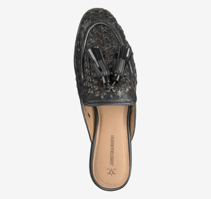 Women Ali Woven Tassel Mule Black Glove Leather JohnstonandMurphy Mules and Loafers Women Ali Woven Tassel Mule Black Glove Leather JohnstonandMurphy Mules and Loafers