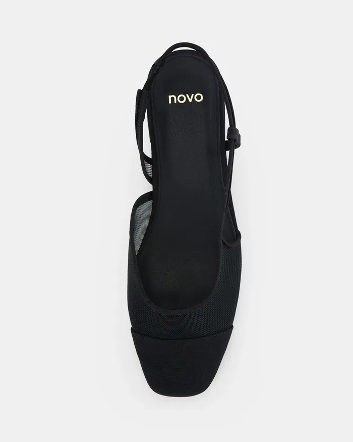 Women Ballet Flats NOVO Shoes CLASSIC Black Mesh Ballet Flats