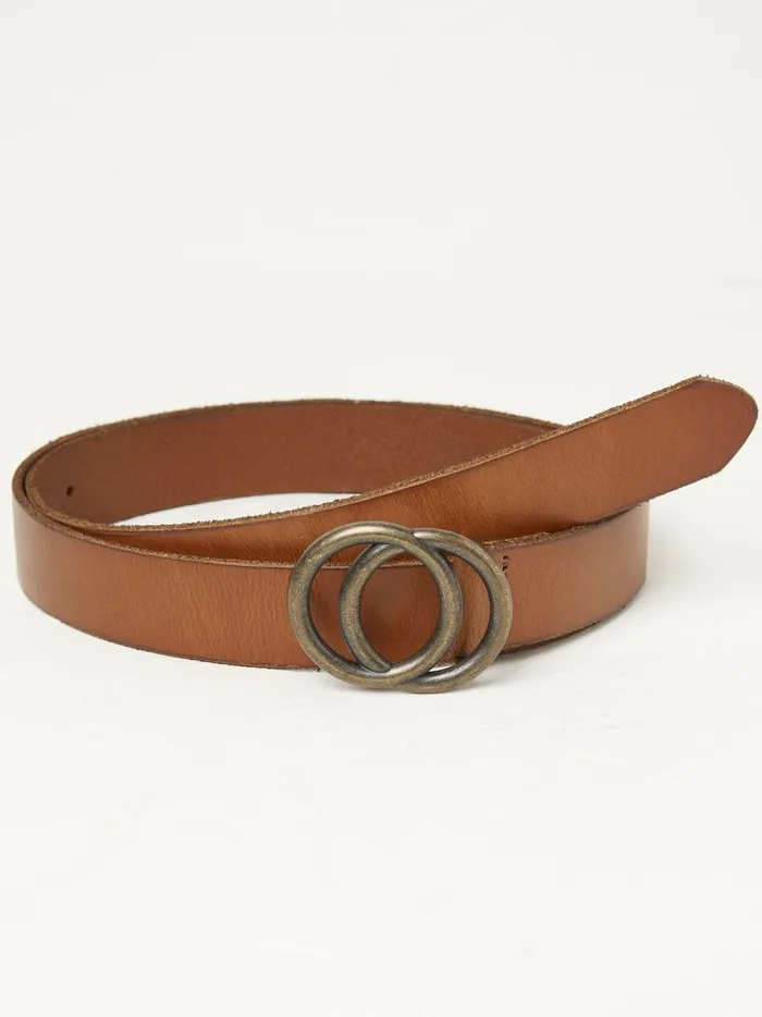 Women Belts Fat Face Jean Brown Double Circle Belt