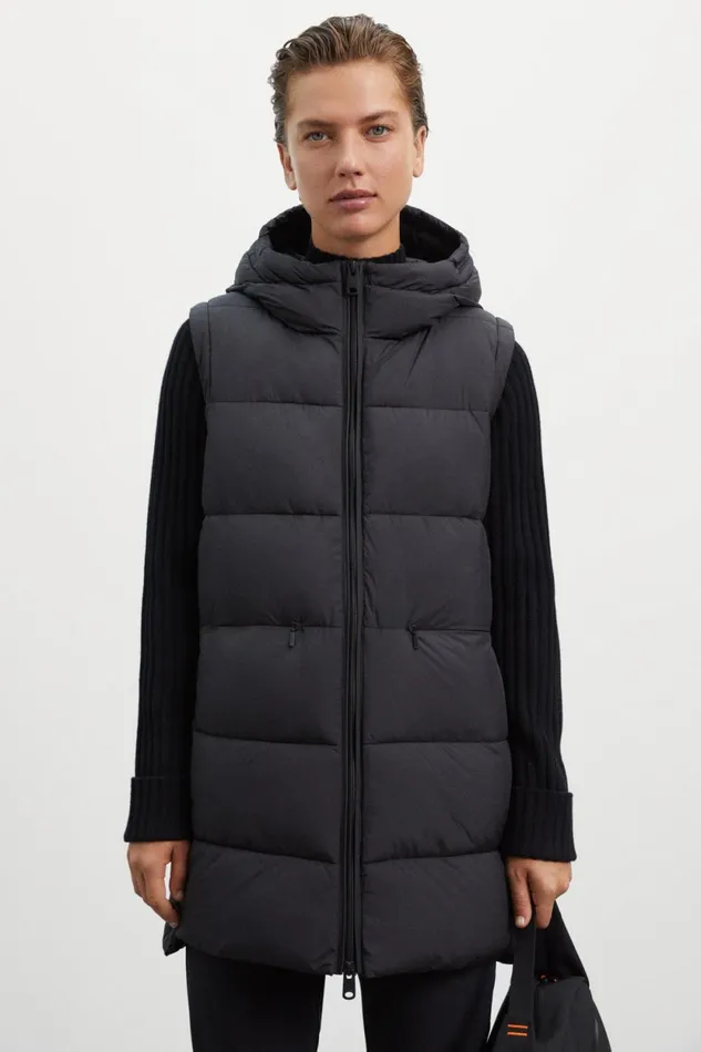 Women Black Marangu Coat Ecoalf Vests