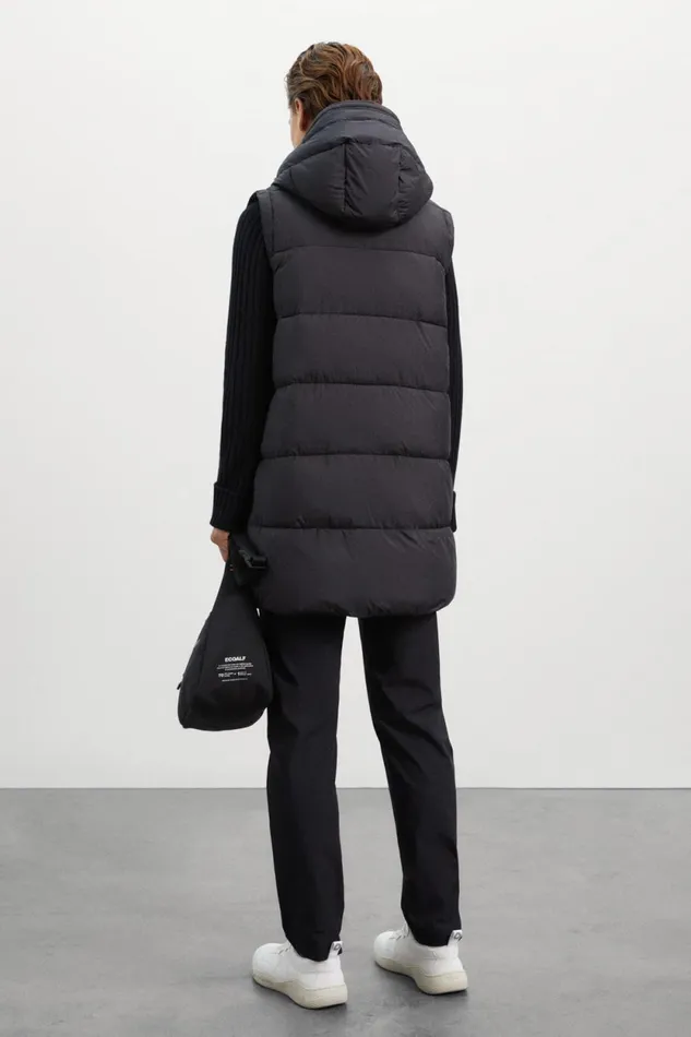 Women Black Marangu Coat Ecoalf Vests