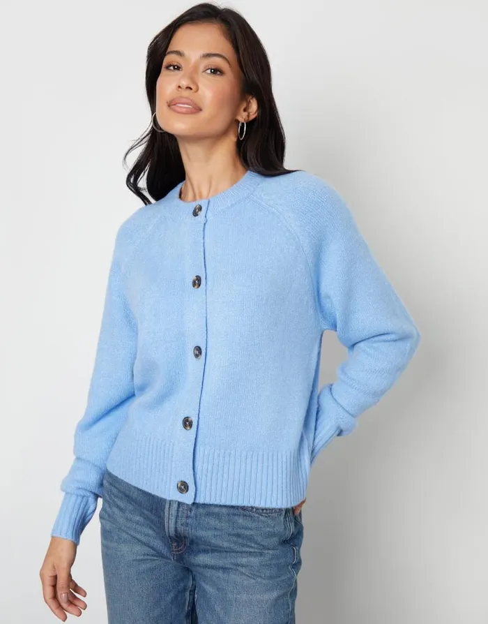 Women Blue Button Up Knitted Cardigan Threadbare Cardigans