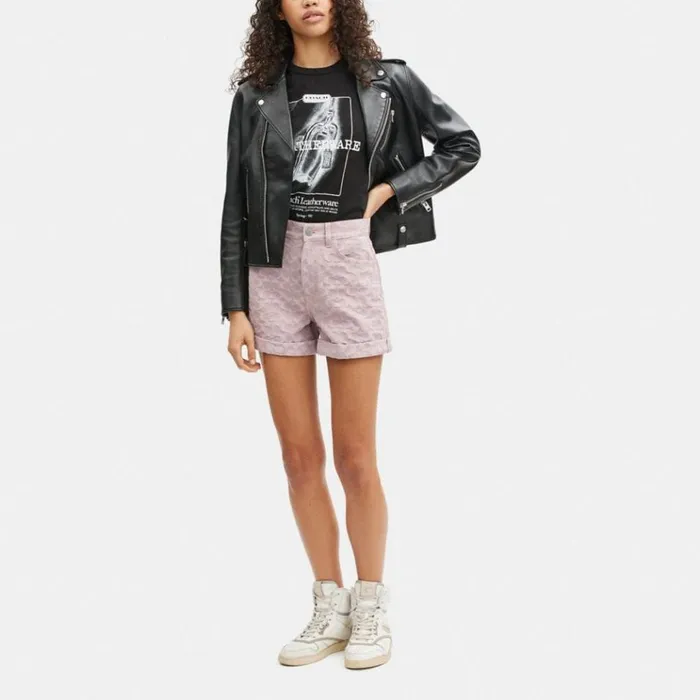 Women Bottoms Coach Signature Denim Shorts Purple Signature