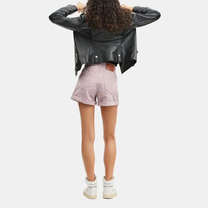 Women Bottoms Coach Signature Denim Shorts Purple Signature