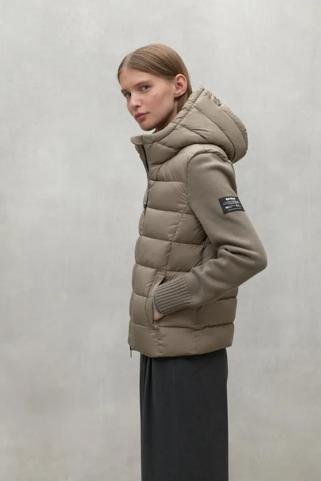 Women Brown Denali Knitted Jacket Ecoalf Coats And Jackets