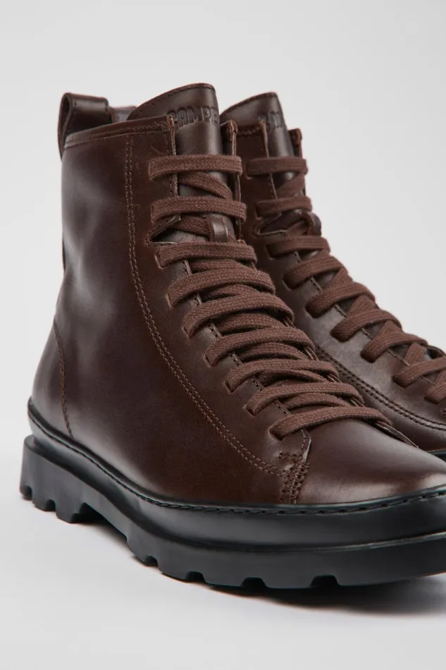 Women Brutus Burgundy Laceup Boots Camper Ankle Boots