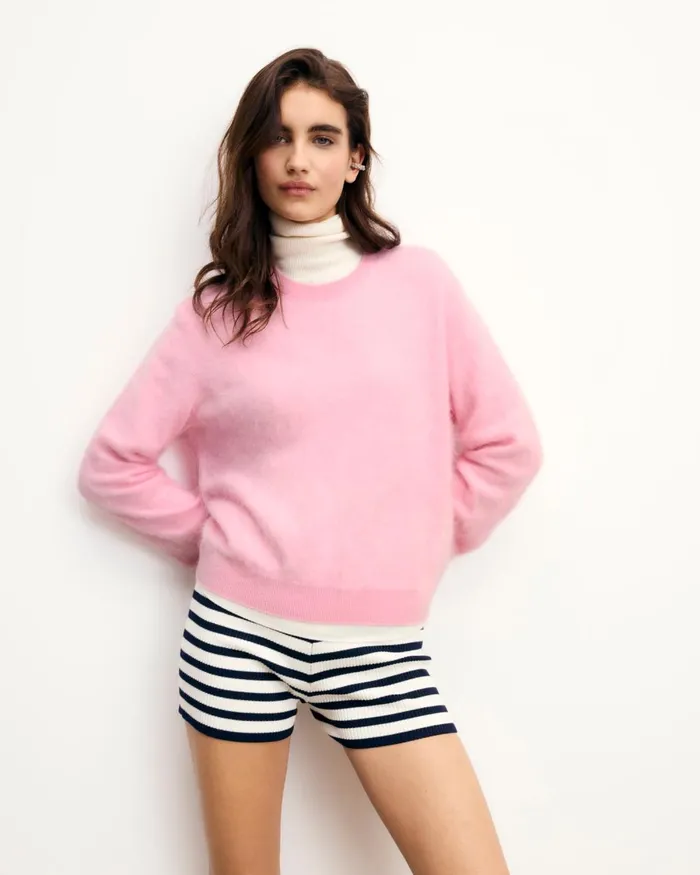 Women Cashmere Sweaters From Future Brushed Crewneck Sweater Navy