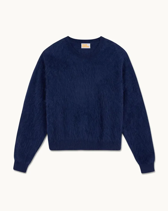 Women Cashmere Sweaters From Future Brushed Crewneck Sweater Navy