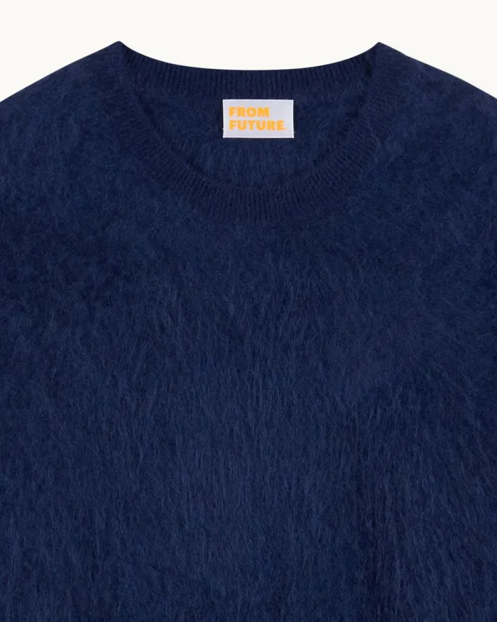 Women Cashmere Sweaters From Future Brushed Crewneck Sweater Navy