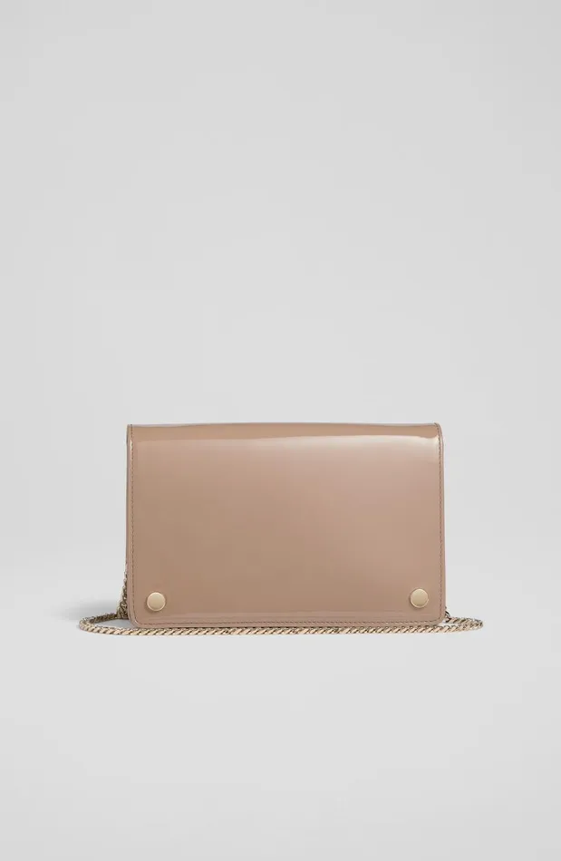 Women Clutch Bags LKBennett Cici Dark Taupe Patent Leather Clutch Bag
