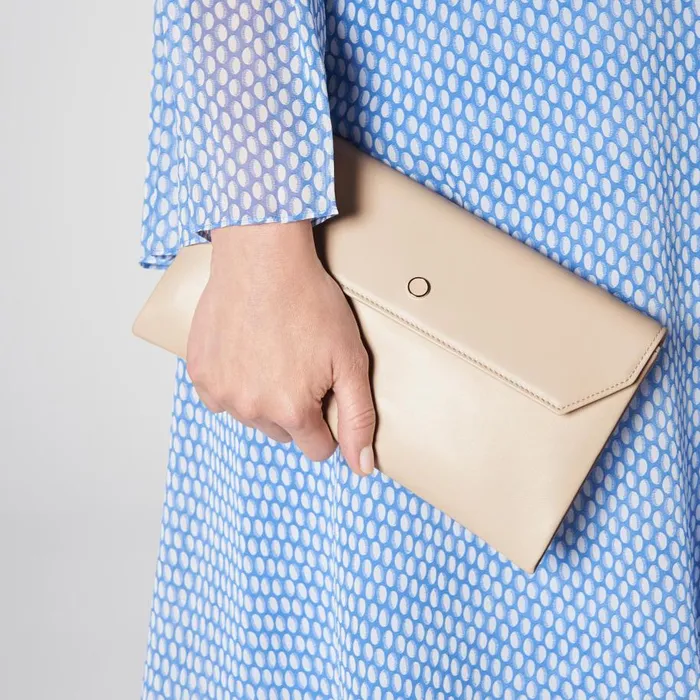 Women Clutch Bags LKBennett Dora Beige Leather Clutch Bag