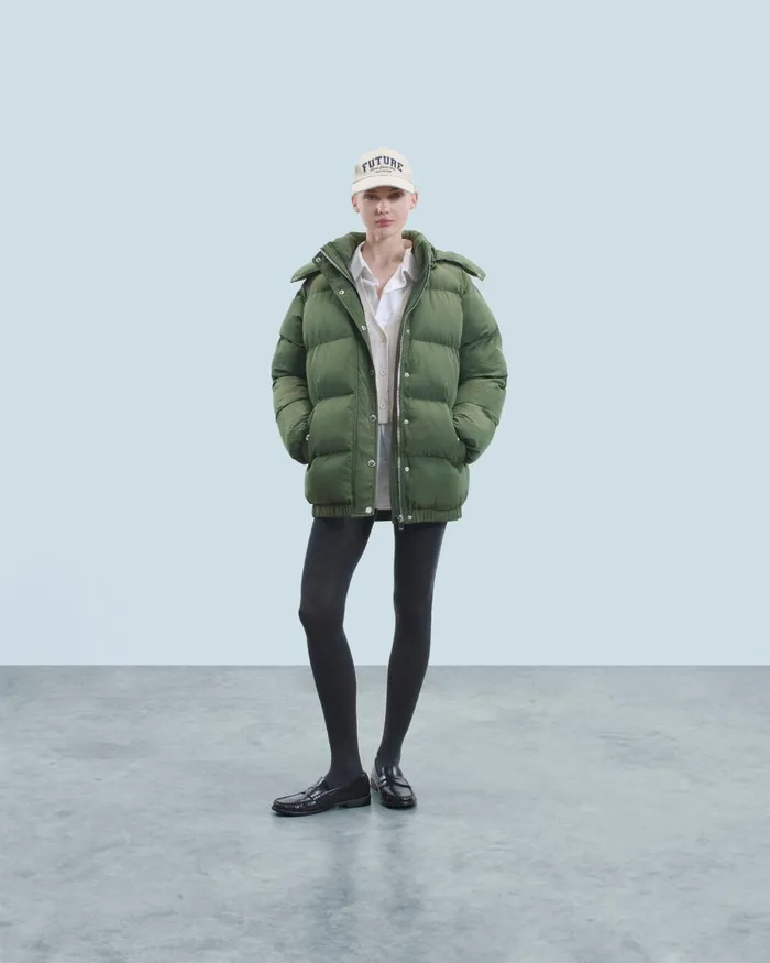 Women Coats and Jackets From Future Outerwear MidLength Down Jacket Khaki