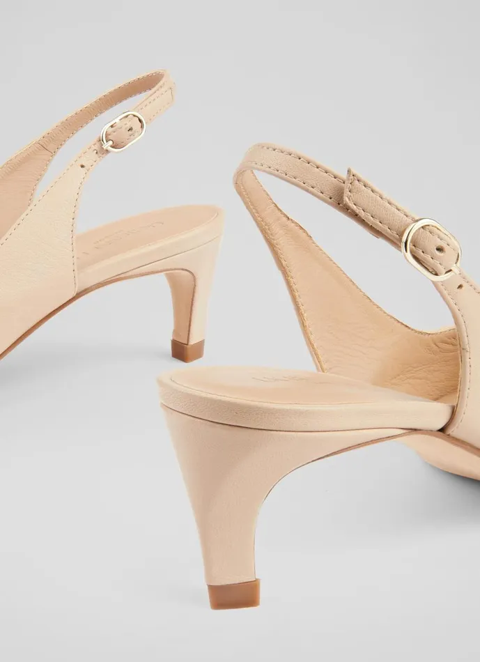 Women Court Shoes LKBennett Alyssa Cream Leather Kitten Heel Slingbacks Light Brown Women Court Shoes LKBennett Alyssa Cream Leather Kitten Heel Slingbacks Light Brown
