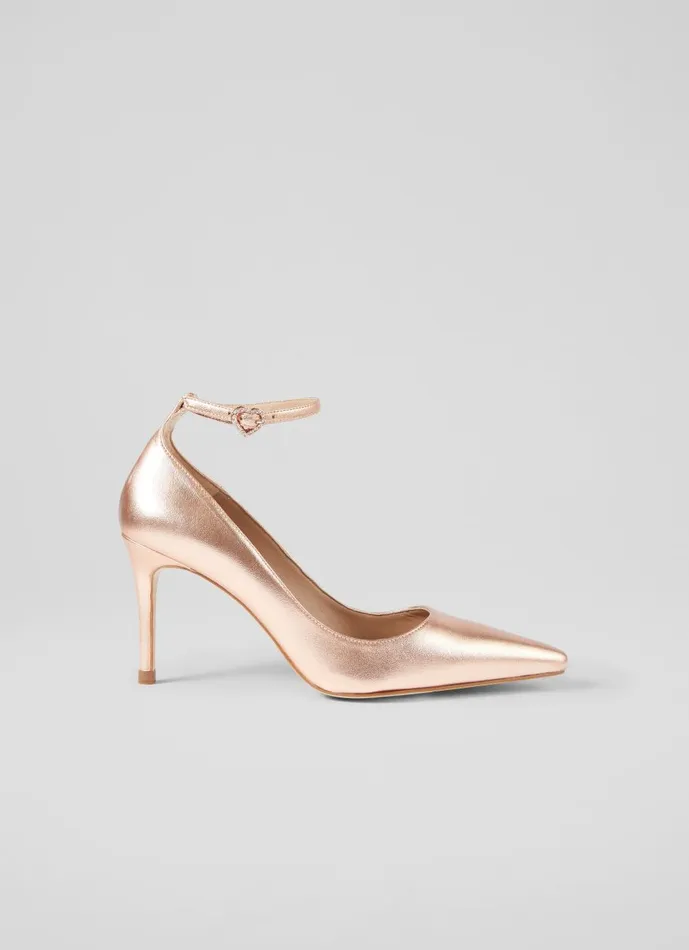 Women Court Shoes LKBennett Catelyn Copper Ankle Strap Closed Court Copper