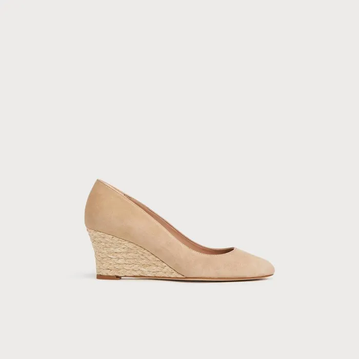 Women Court Shoes LKBennett Eevi Beige Suede Espadrille Wedges Beige