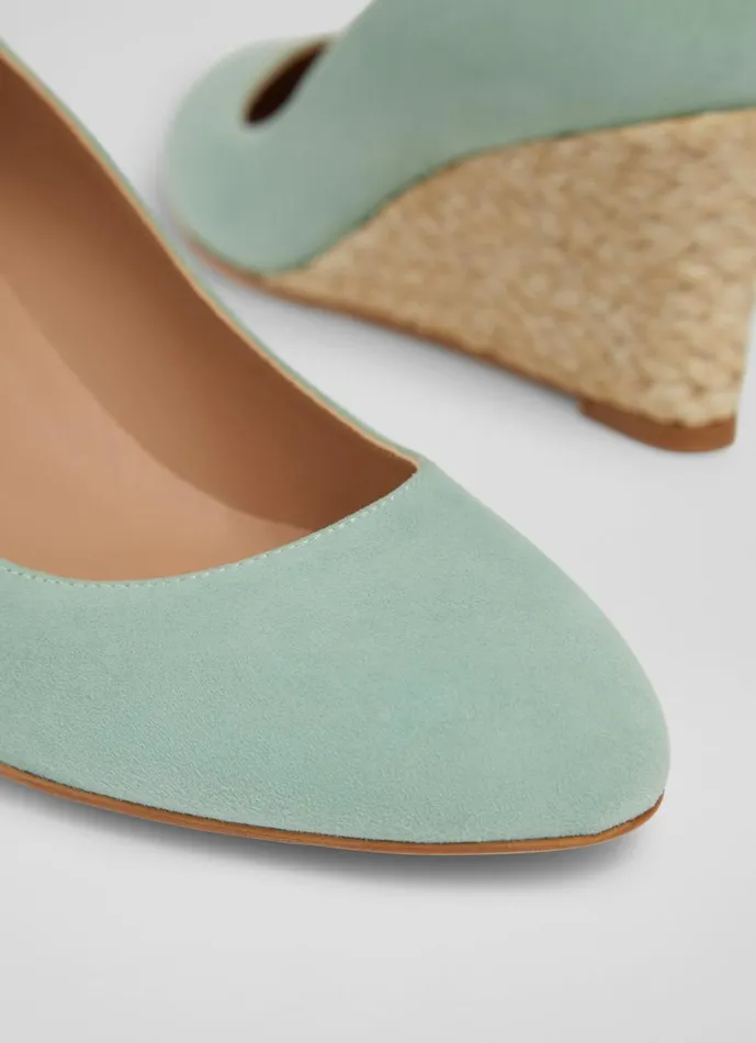 Women Court Shoes LKBennett Eevi Mint Suede Espadrille Wedges Green Women Court Shoes LKBennett Eevi Mint Suede Espadrille Wedges Green