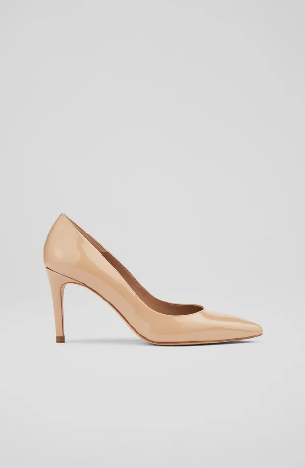 Women Court Shoes LKBennett Floret Beige Patent Leather Pointed Toe Courts Trench Women Court Shoes LKBennett Floret Beige Patent Leather Pointed Toe Courts Trench
