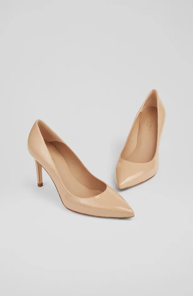 Women Court Shoes LKBennett Floret Beige Patent Leather Pointed Toe Courts Trench Women Court Shoes LKBennett Floret Beige Patent Leather Pointed Toe Courts Trench