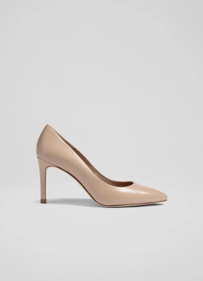 Women Court Shoes LKBennett Floret Nude 2 Leather Pointed Courts Beige