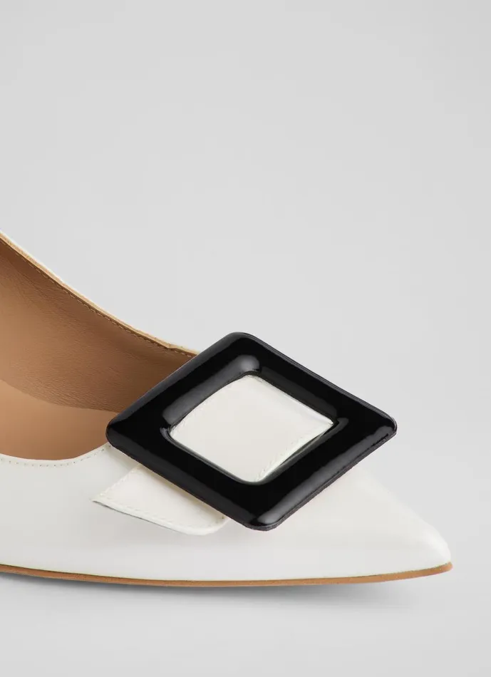 Women Court Shoes LKBennett Tia White And Black Covered Buckle Court White Black Women Court Shoes LKBennett Tia White And Black Covered Buckle Court White Black