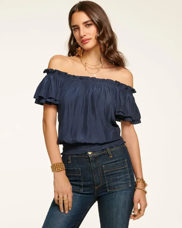 Women Cressida OffTheShoulder Top Navy Ramy Brook Tops Women Cressida OffTheShoulder Top Navy Ramy Brook Tops