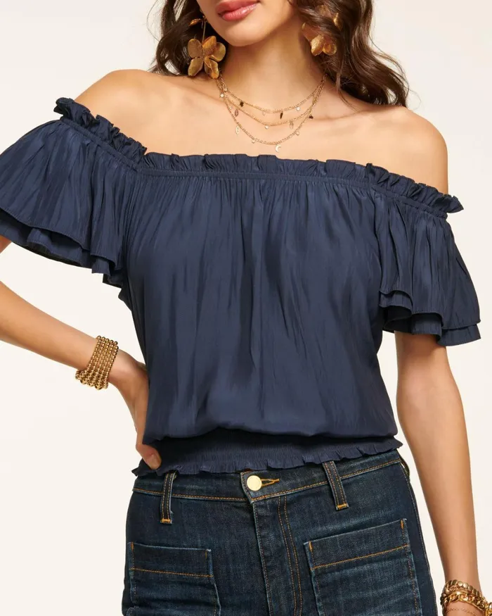 Women Cressida OffTheShoulder Top Navy Ramy Brook Tops Women Cressida OffTheShoulder Top Navy Ramy Brook Tops